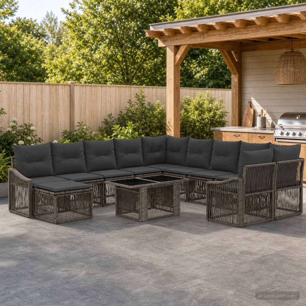 Tuinbankenset 12 st Grijs en Donkergrijs poly rattan is nu te koop bij PeponiXL, paradijselijk wonen!