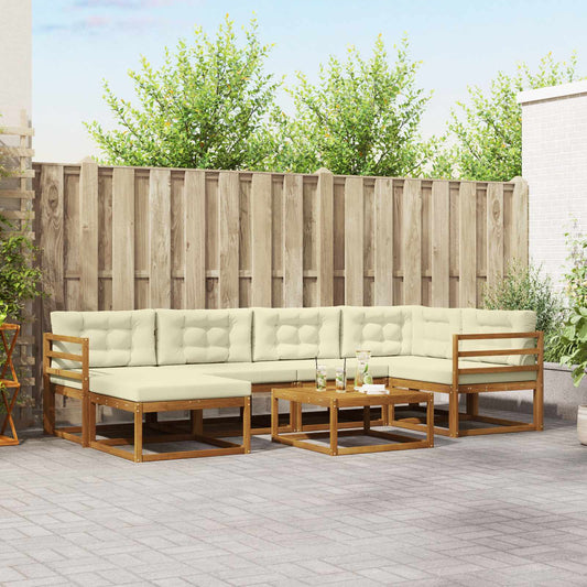 Buiten bankenset met kussen 7 pcs Natuurlijk en Crème is nu te koop bij PeponiXL, paradijselijk wonen!