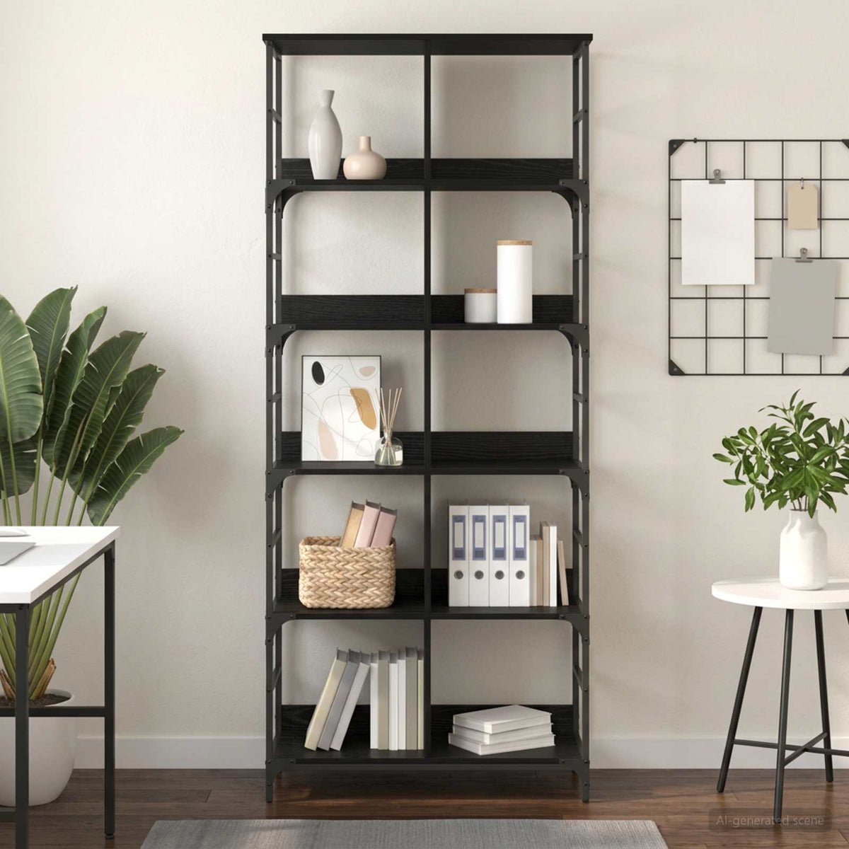 Boekenkast Zwart eiken 78,5 x 33 x 188,5 cm metaal PB is nu te koop bij PeponiXL, paradijselijk wonen!