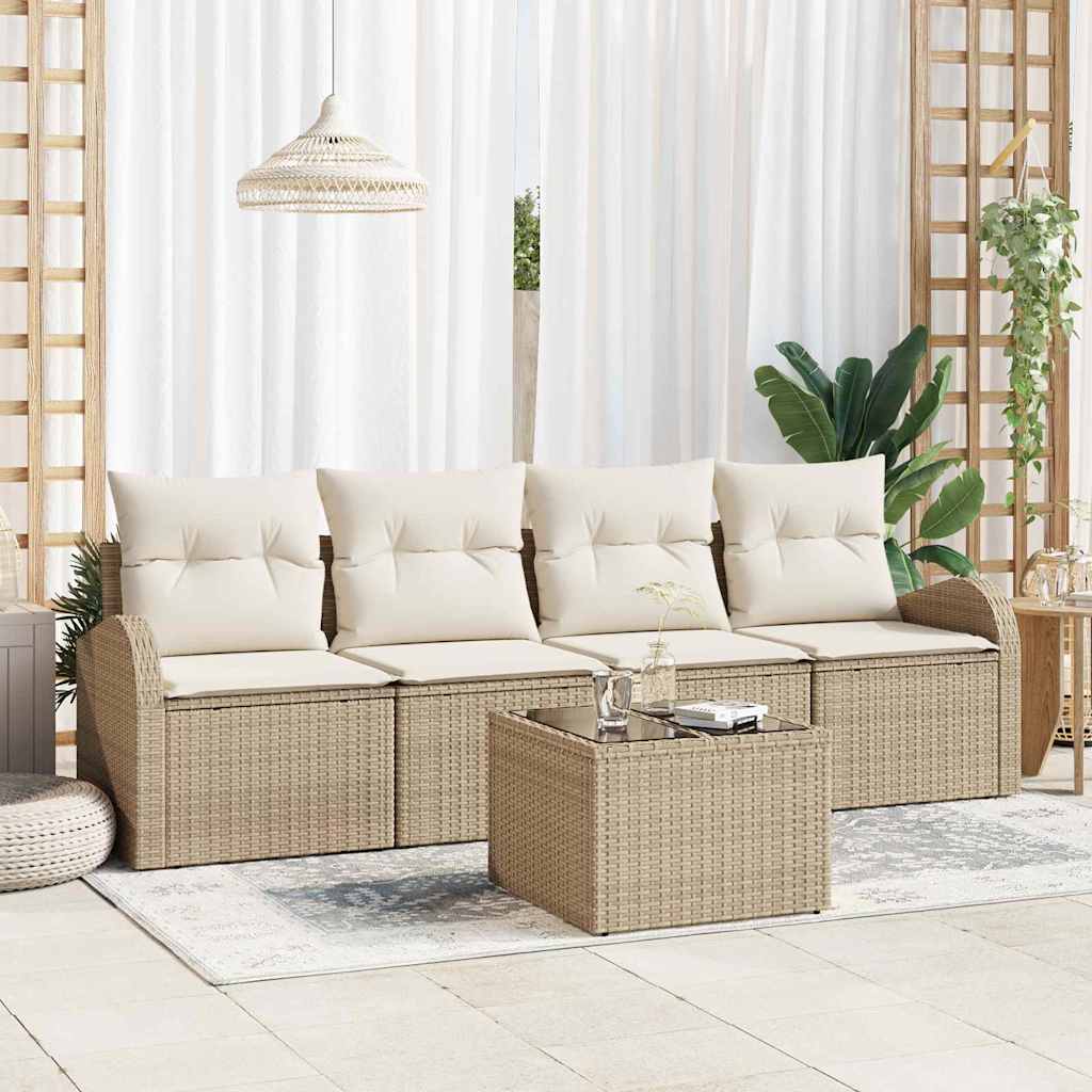 Tuin Sofa Set 5 st 4-Aantal zitplaatsen Beige en Crème is nu te koop bij PeponiXL, paradijselijk wonen!