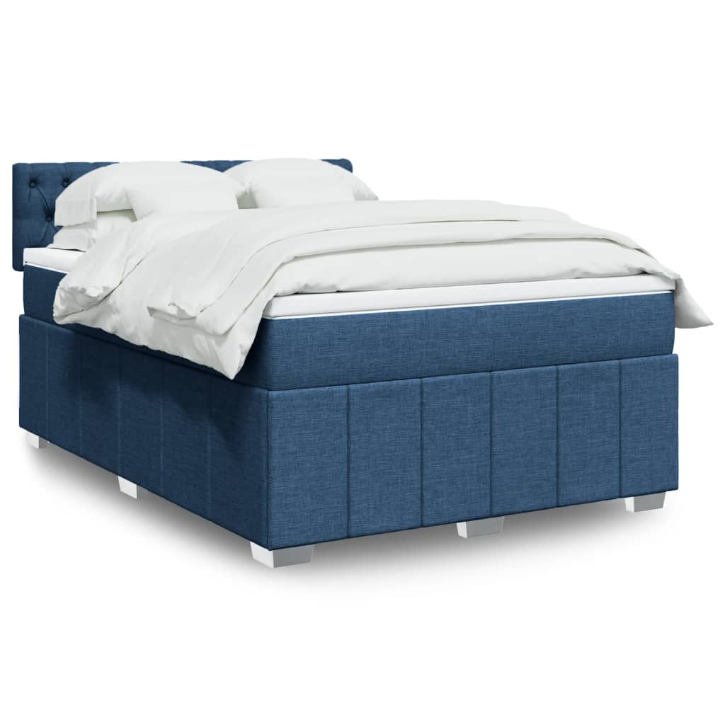 Boxspring met matras stof blauw 140x200 cm is nu te koop bij PeponiXL, paradijselijk wonen!