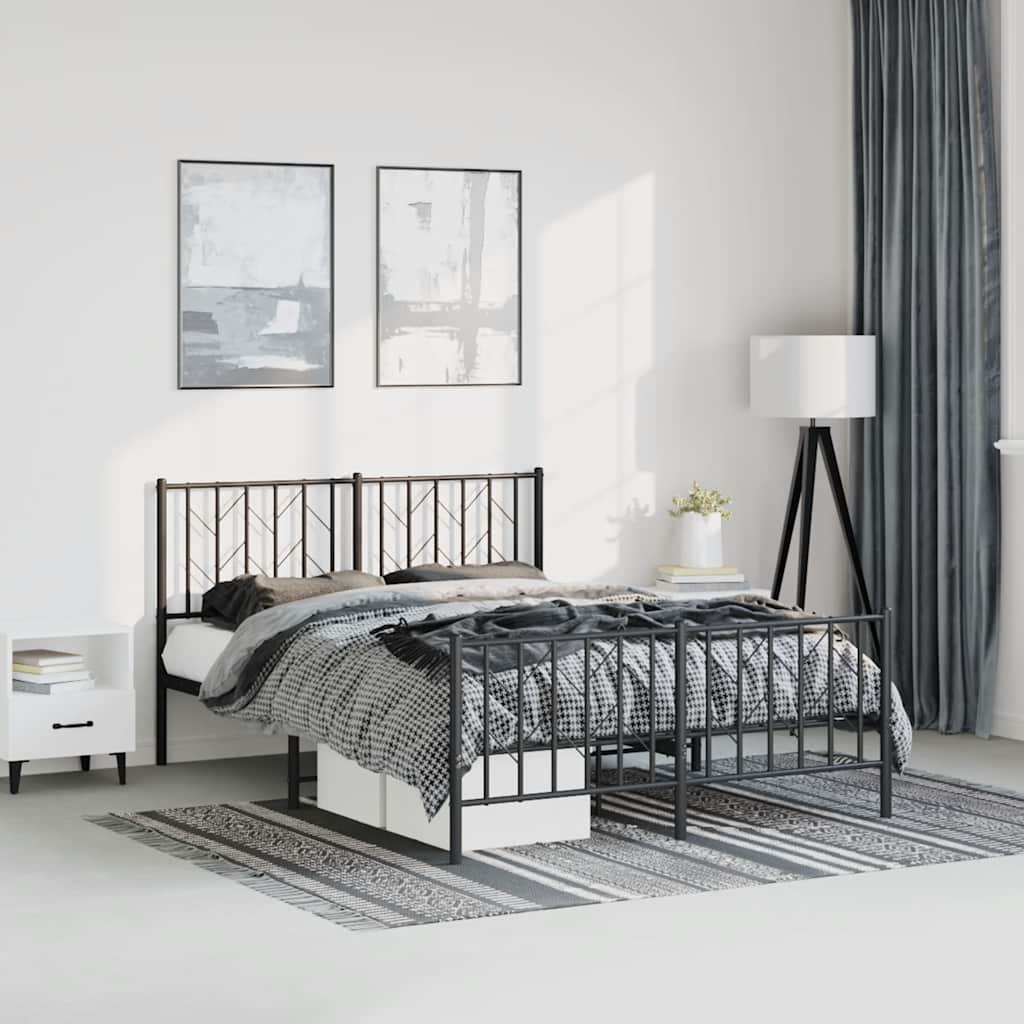 Bedframe met hoofd- en voeteneinde metaal zwart 150x200 cm is nu te koop bij PeponiXL, paradijselijk wonen!