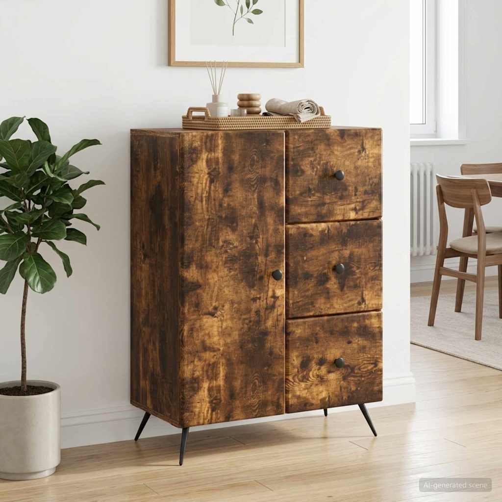 Dressoir met lade Gerookt eiken 66 x 34,5 x 90 cm Bewerkt hout is nu te koop bij PeponiXL, paradijselijk wonen!