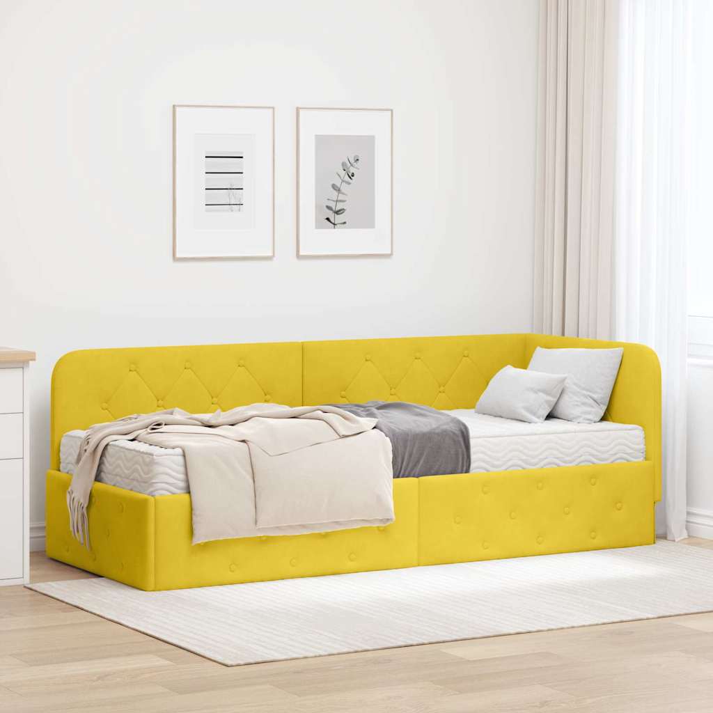 Hoekbedframe Geel 80 x 200 cm Fluweel is nu te koop bij PeponiXL, paradijselijk wonen!