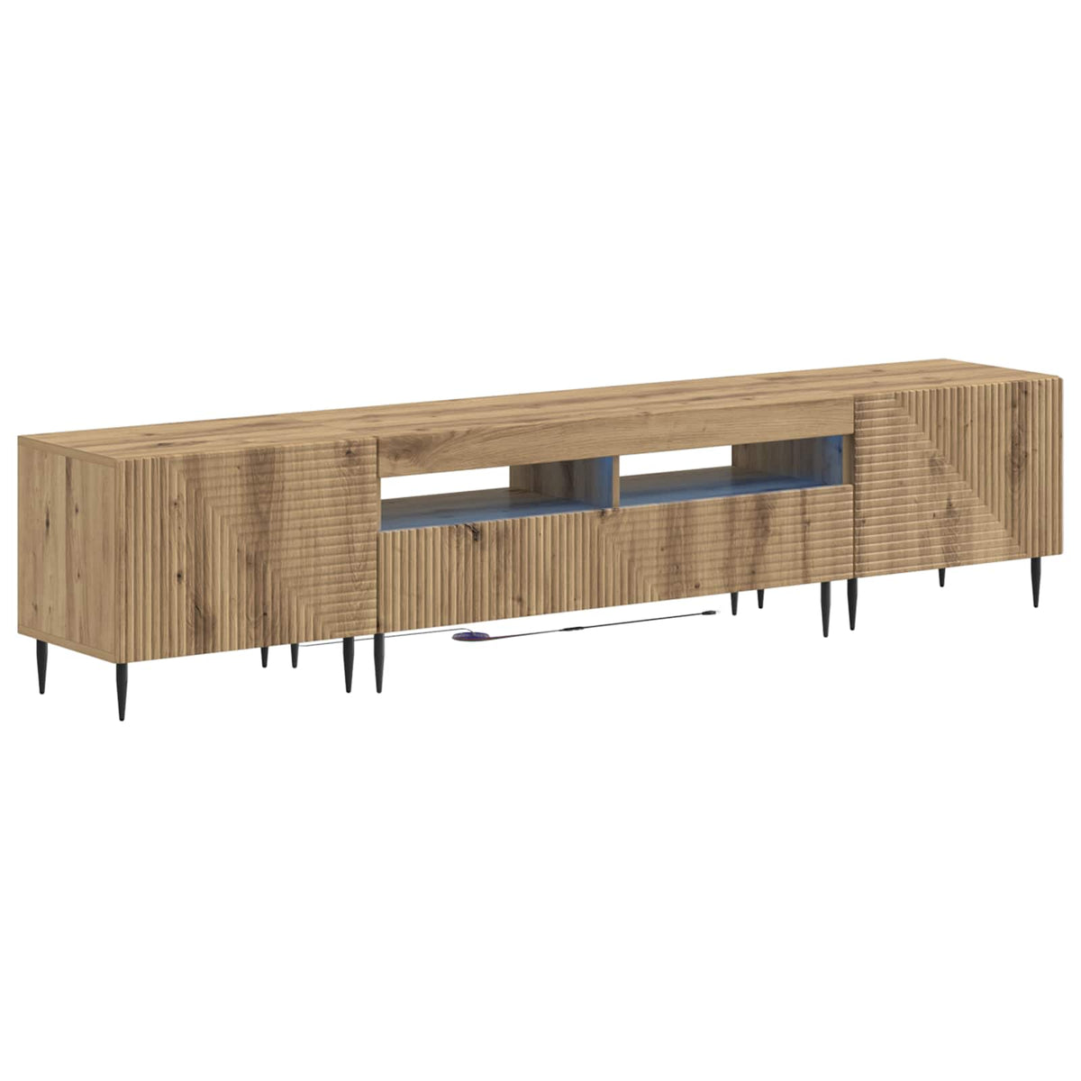 3-delige LED TV-kast Artisanaal eiken Bewerkt hout is nu te koop bij PeponiXL, paradijselijk wonen!
