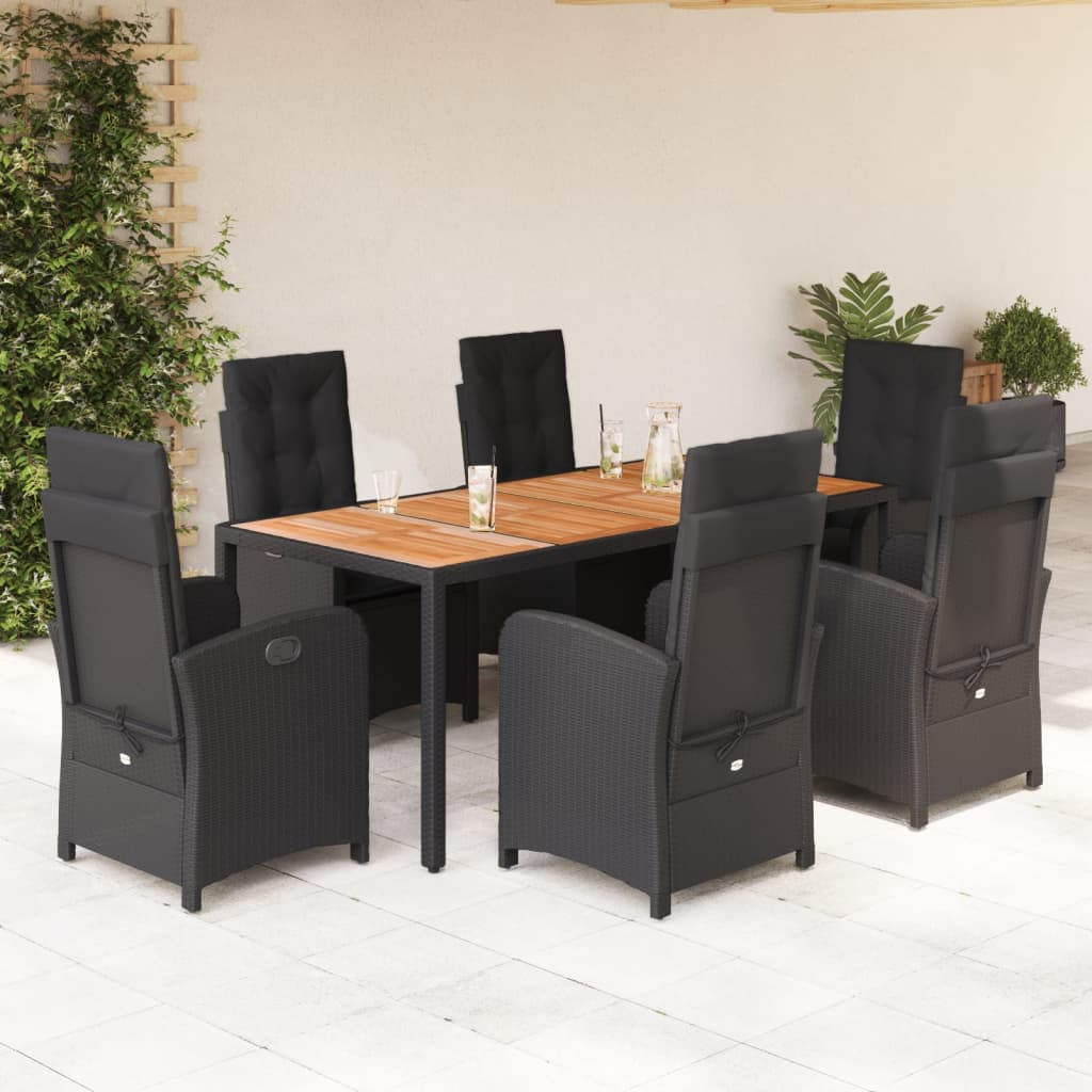 7-delige Tuinset met kussens poly rattan zwart is nu te koop bij PeponiXL, paradijselijk wonen!