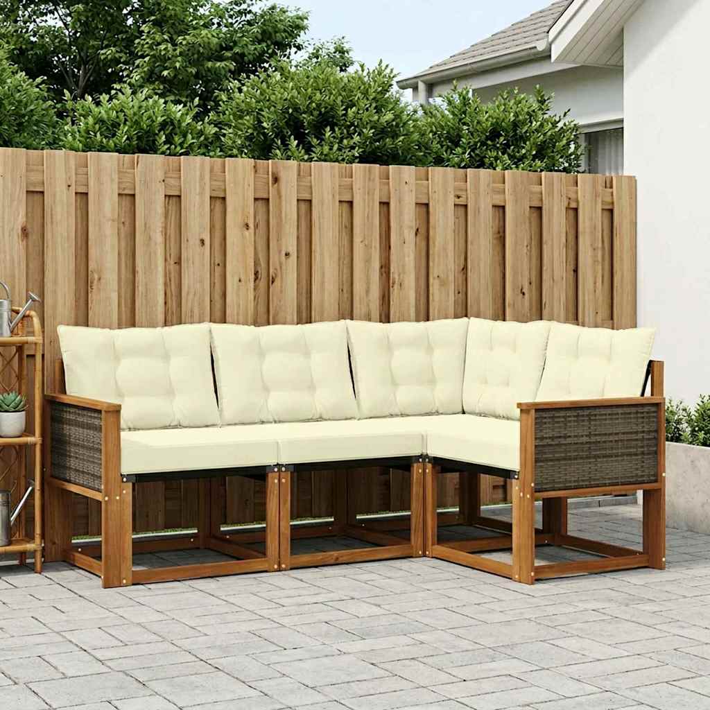 Buiten bankenset met kussen 4 pcs Natuurlijk en Crème is nu te koop bij PeponiXL, paradijselijk wonen!