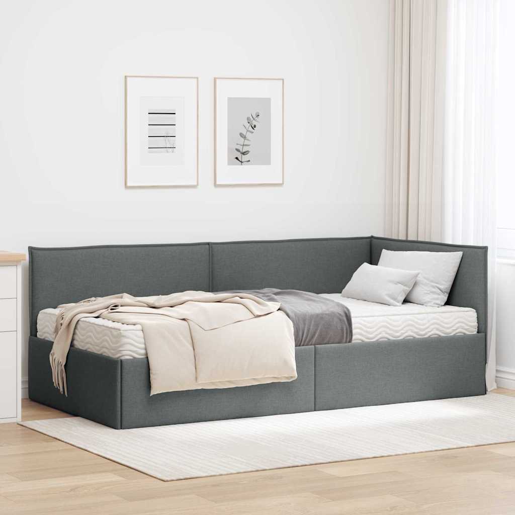 Hoekbedframe met Matras met hoofdeinde 2 pcs Grijs Fluweel is nu te koop bij PeponiXL, paradijselijk wonen!