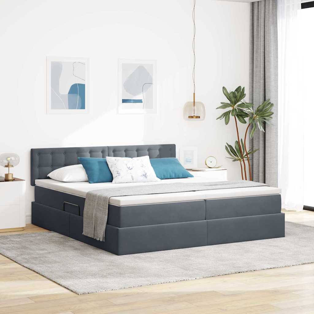 Opslag bed met matras met hoofdeinde Donkergrijs 100 x 200 cm is nu te koop bij PeponiXL, paradijselijk wonen!