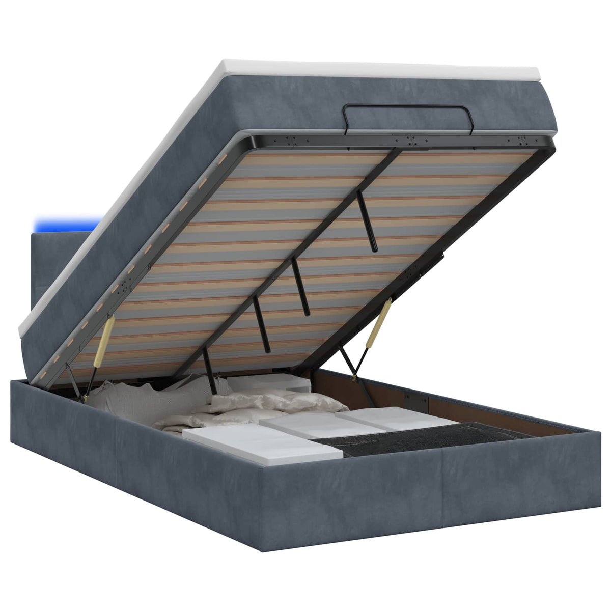 Ottoman Bed met Matrassen en LED Donkergrijs 120 x 190 cm is nu te koop bij PeponiXL, paradijselijk wonen!