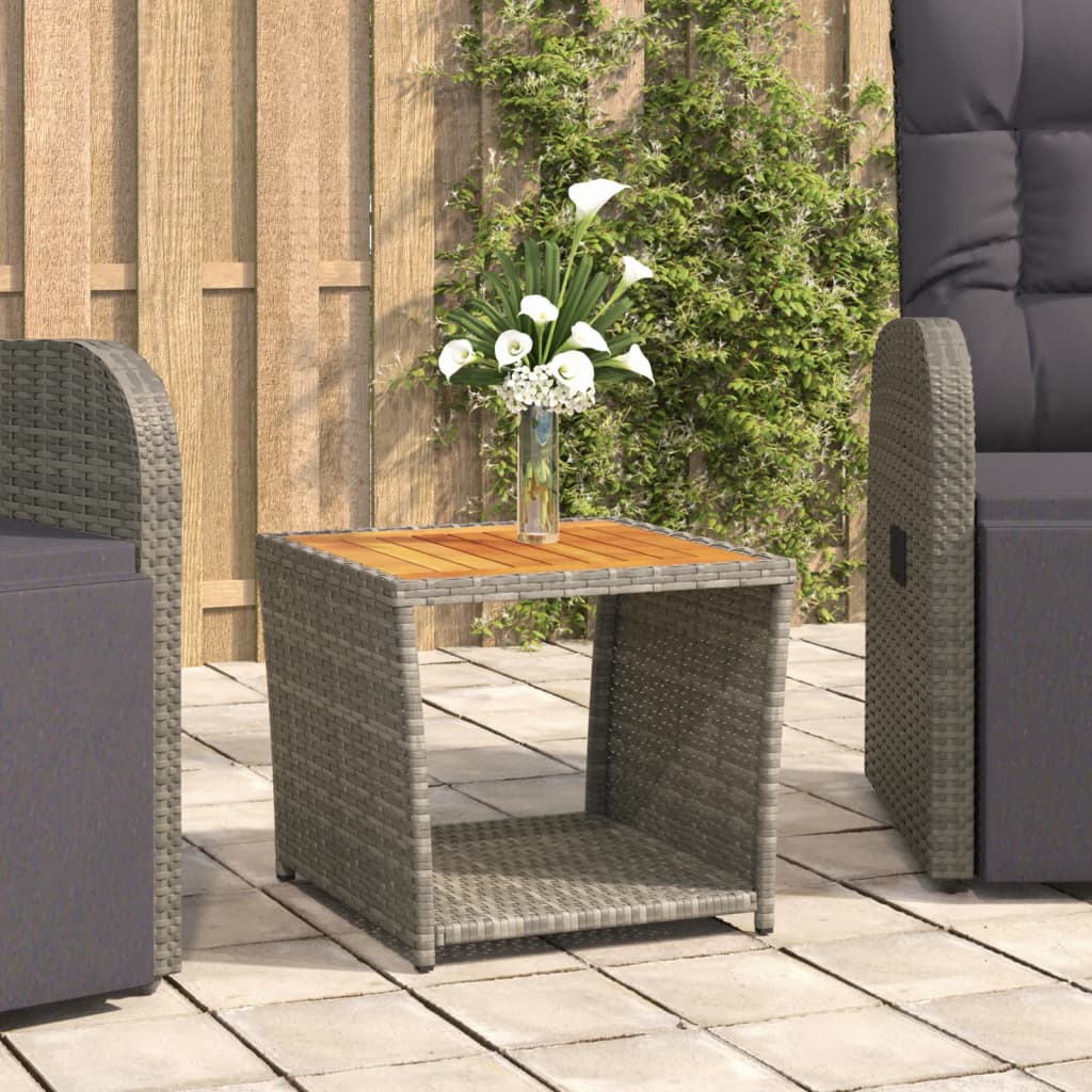 Salontafel met houten blad poly ratten massief acaciahout grijs is nu te koop bij PeponiXL, paradijselijk wonen!