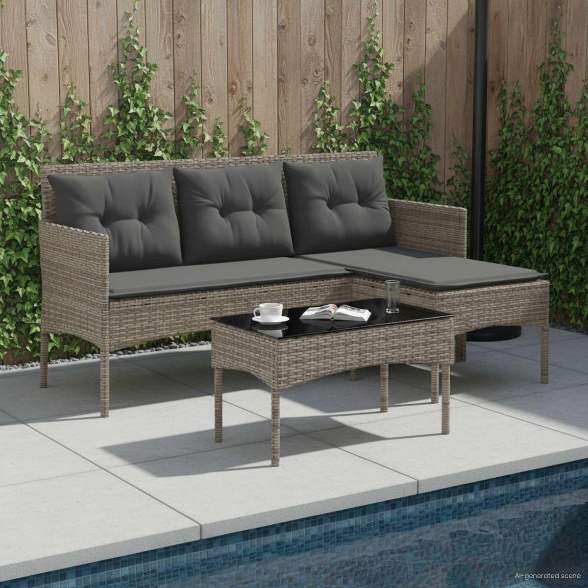 Tuinbankenset met kussen 2 pcs poly rattan is nu te koop bij PeponiXL, paradijselijk wonen!
