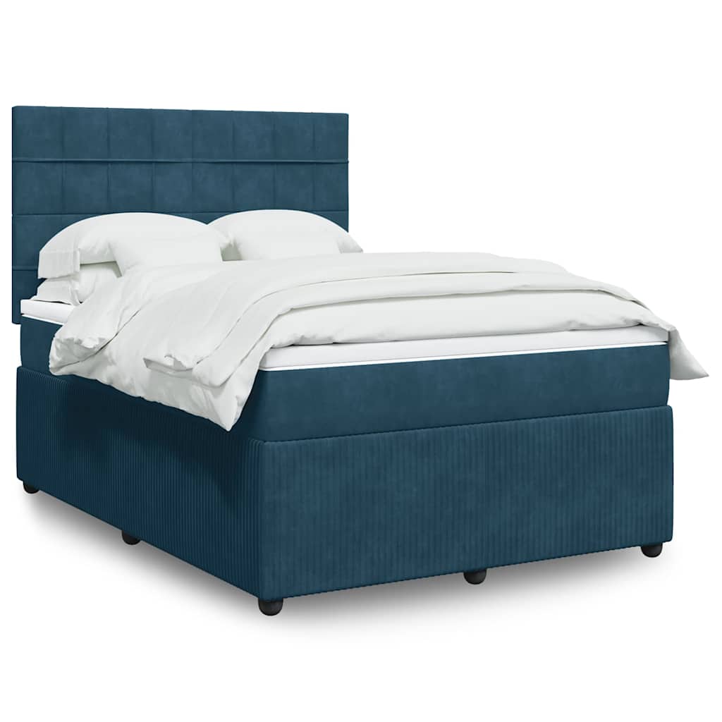 Boxspring met matras fluweel blauw 140x190 cm is nu te koop bij PeponiXL, paradijselijk wonen!