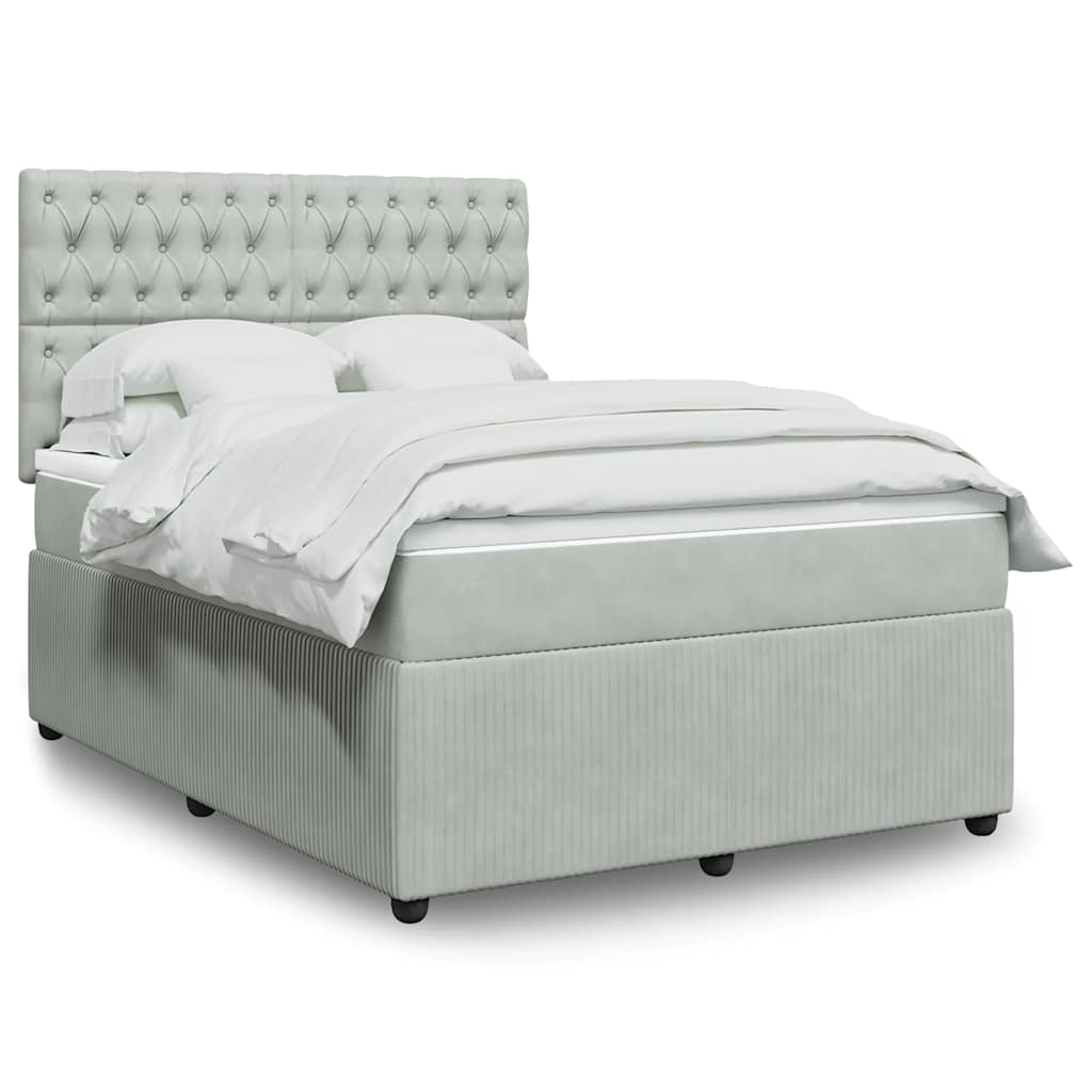 Boxspring met matras fluweel lichtgrijs 140x190 cm is nu te koop bij PeponiXL, paradijselijk wonen!
