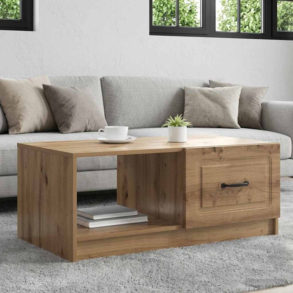 Salontafel Artisanaal eiken 90 x 50 x 37 cm Bewerkt hout is nu te koop bij PeponiXL, paradijselijk wonen!