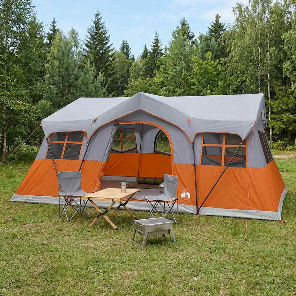 Gezinstent met dak Grijs en Oranje 487 x 340 x 216 cm is nu te koop bij PeponiXL, paradijselijk wonen!