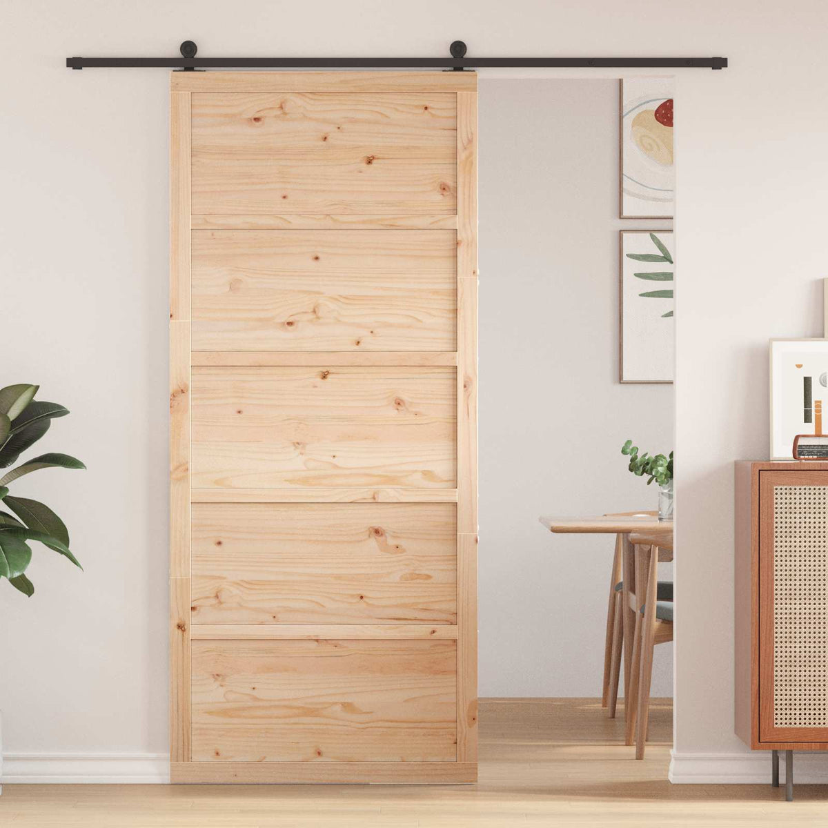 Schuifdeur Naturel 100 x 2,5 x 208 cm Massief grenenhout is nu te koop bij PeponiXL, paradijselijk wonen!