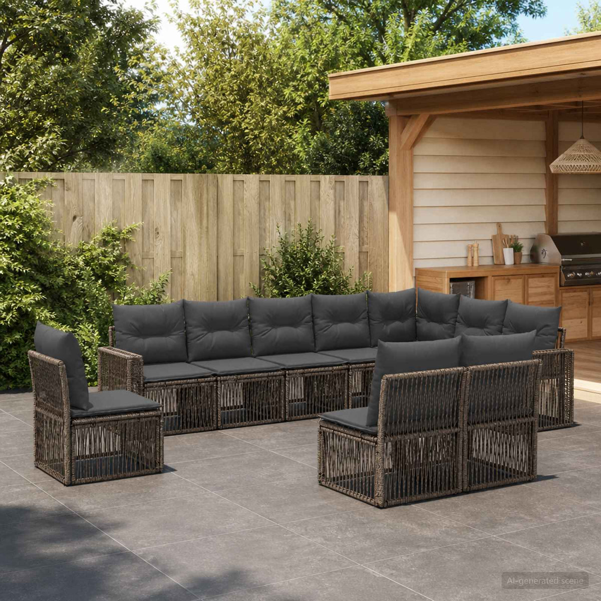 Tuinbankenset 10 pcs Grijs en Donkergrijs poly rattan is nu te koop bij PeponiXL, paradijselijk wonen!