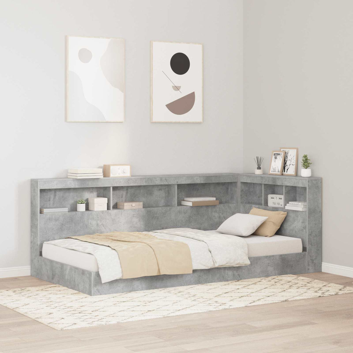 Opberghoofdbord met plank Beton Grijs 75 cm Bewerkt hout is nu te koop bij PeponiXL, paradijselijk wonen!