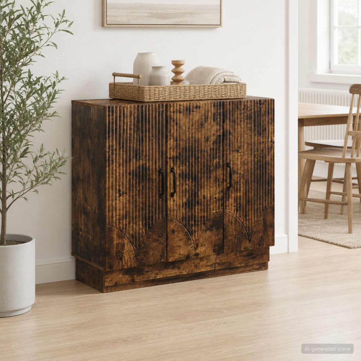Dressoir Gerookt eiken 89 x 34,5 x 77 cm Bewerkt hout is nu te koop bij PeponiXL, paradijselijk wonen!