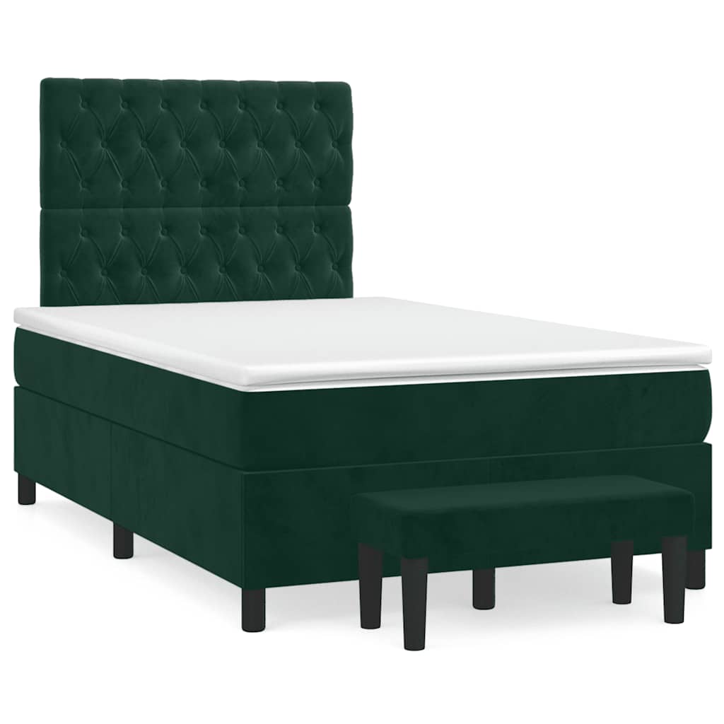 Boxspring met matras fluweel donkergroen 120x190 cm is nu te koop bij PeponiXL, paradijselijk wonen!