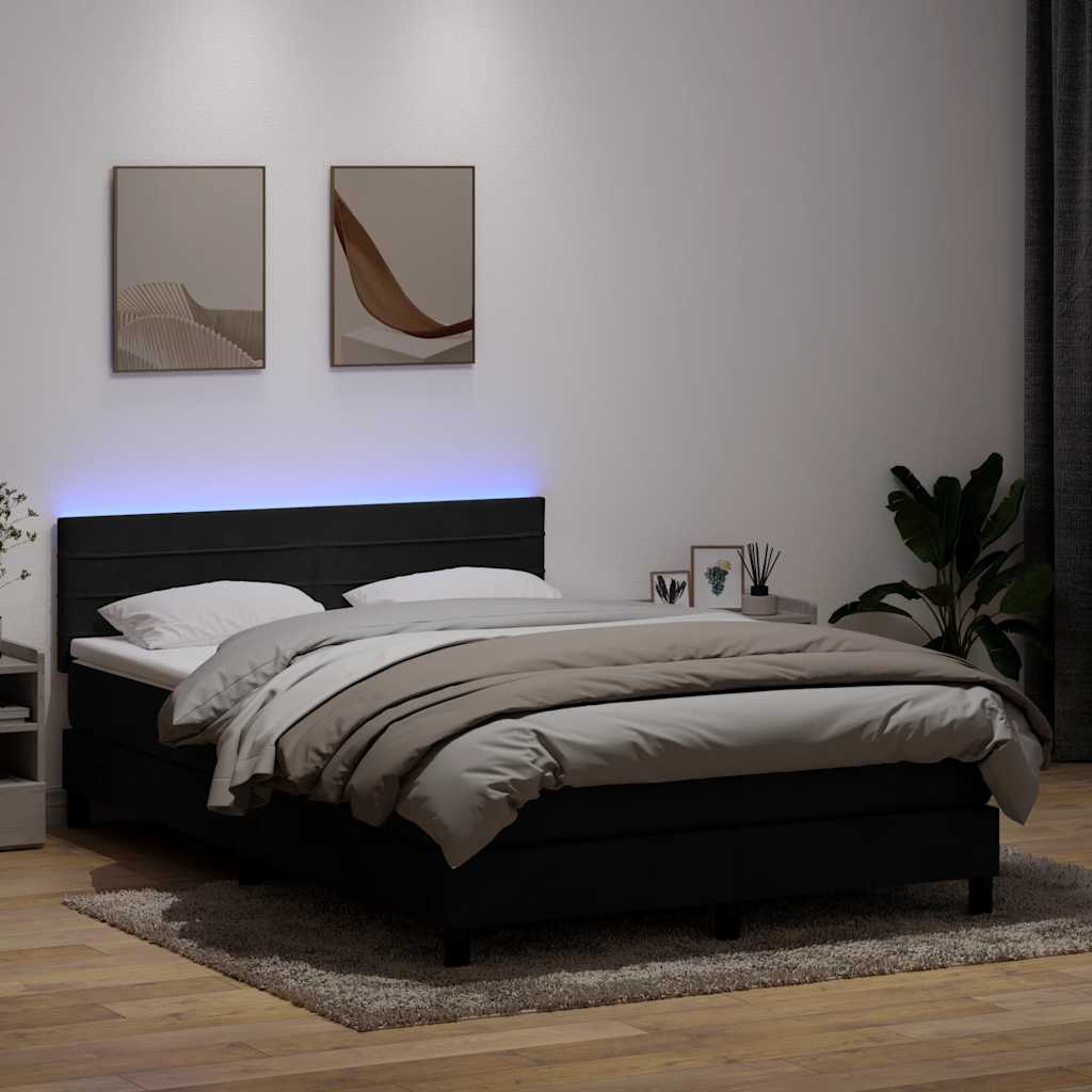 Boxspring met matras en LED fluweel zwart 160x210 cm is nu te koop bij PeponiXL, paradijselijk wonen!
