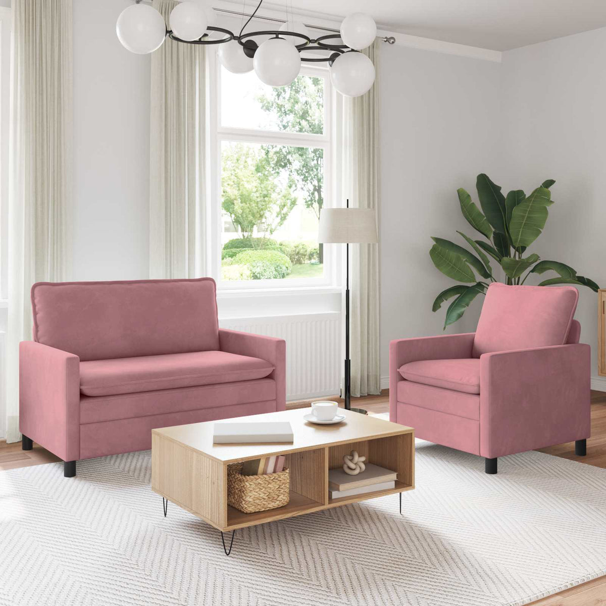 Bankstel 2 pcs Roze Fluweel is nu te koop bij PeponiXL, paradijselijk wonen!