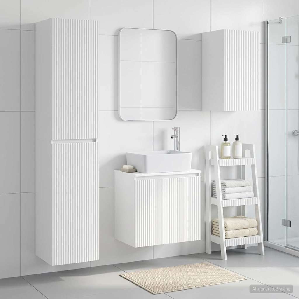 Badkamermeubelset 3 st Wit 33 x 34,5 x 160 cm Bewerkt hout is nu te koop bij PeponiXL, paradijselijk wonen!