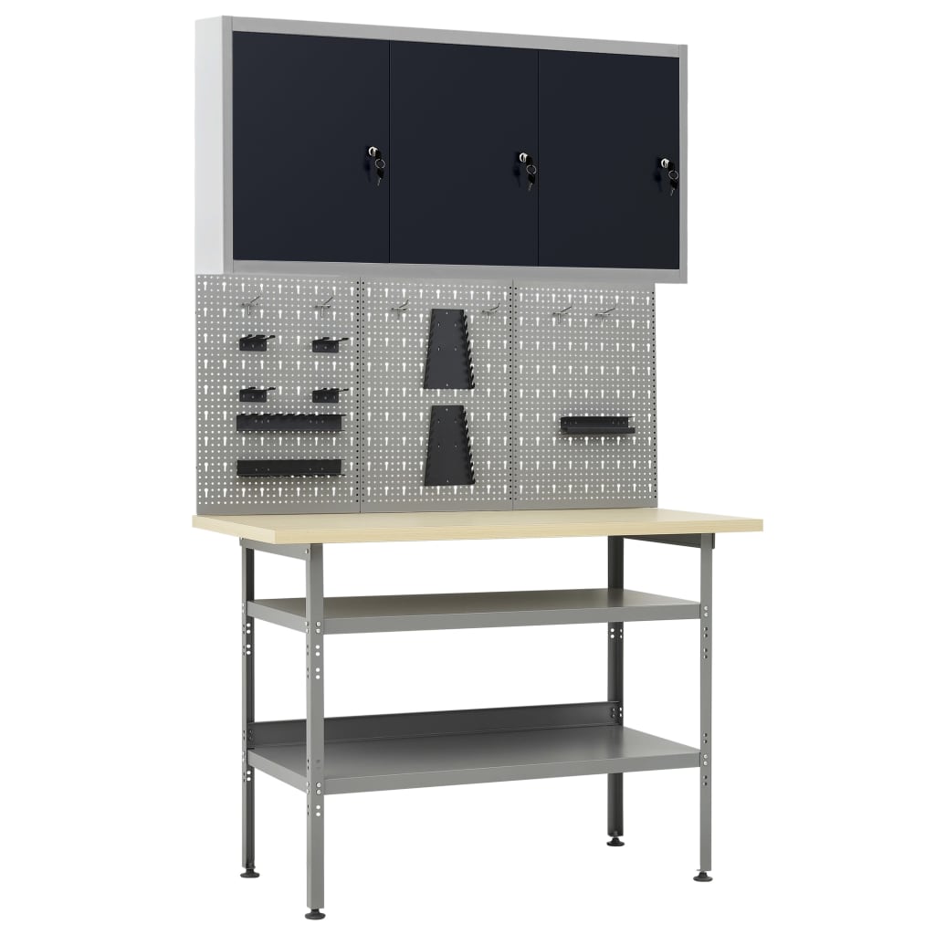 Werkbank met drie wandpanelen en een kast is nu te koop bij PeponiXL, paradijselijk wonen!