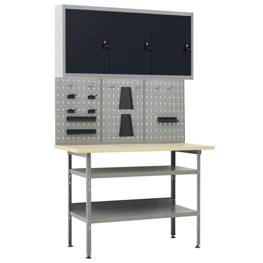 Werkbank met drie wandpanelen en een kast is nu te koop bij PeponiXL, paradijselijk wonen!