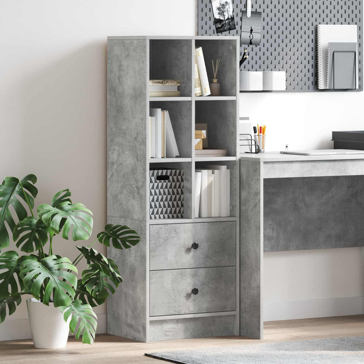 Hoge kast met lade Beton Grijs 45,5 x 34 x 127 cm is nu te koop bij PeponiXL, paradijselijk wonen!