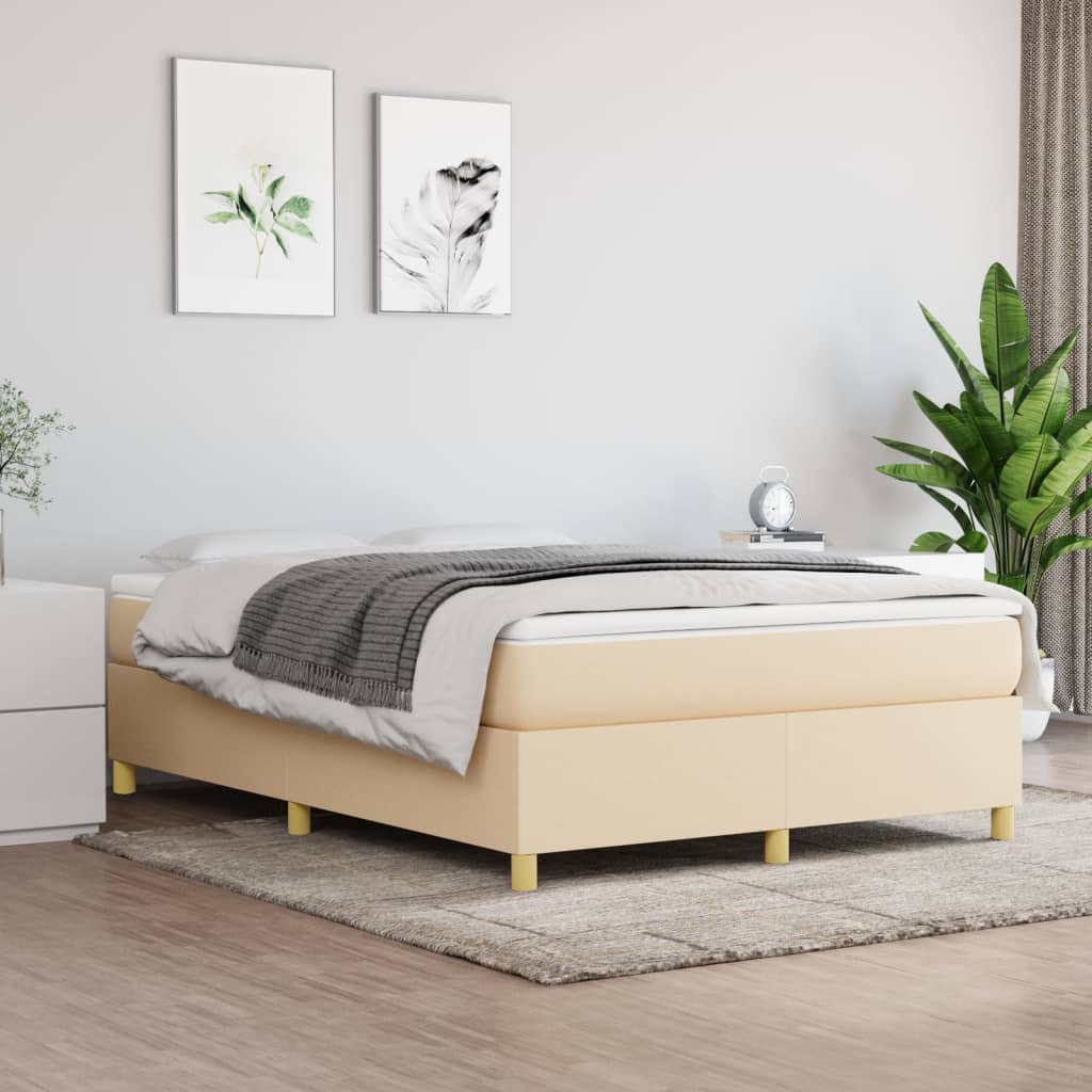 Boxspring met matras stof crèmekleurig 140x200 cm is nu te koop bij PeponiXL, paradijselijk wonen!