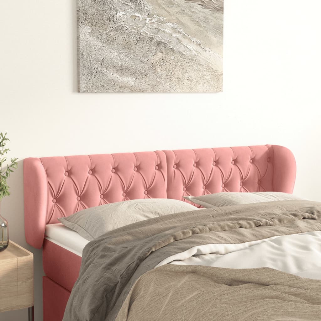 Hoofdbord met randen 163x23x78/88 cm fluweel roze is nu te koop bij PeponiXL, paradijselijk wonen!