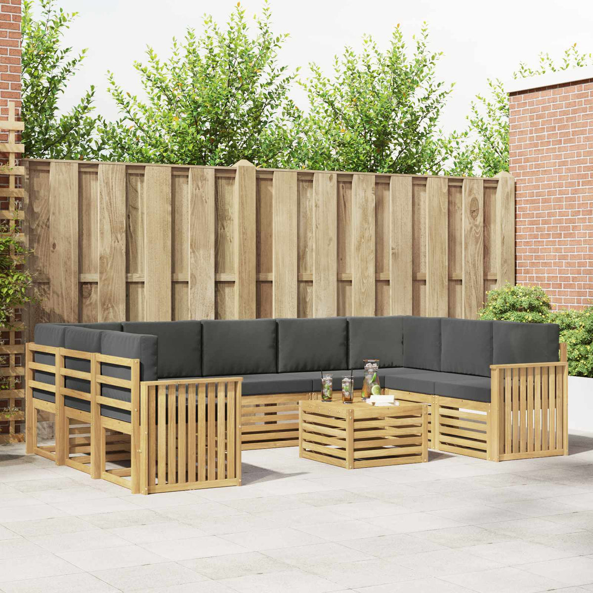 Buiten bankenset 10 pcs Wit en antracietkleurig 59 x 59 x 37 cm is nu te koop bij PeponiXL, paradijselijk wonen!