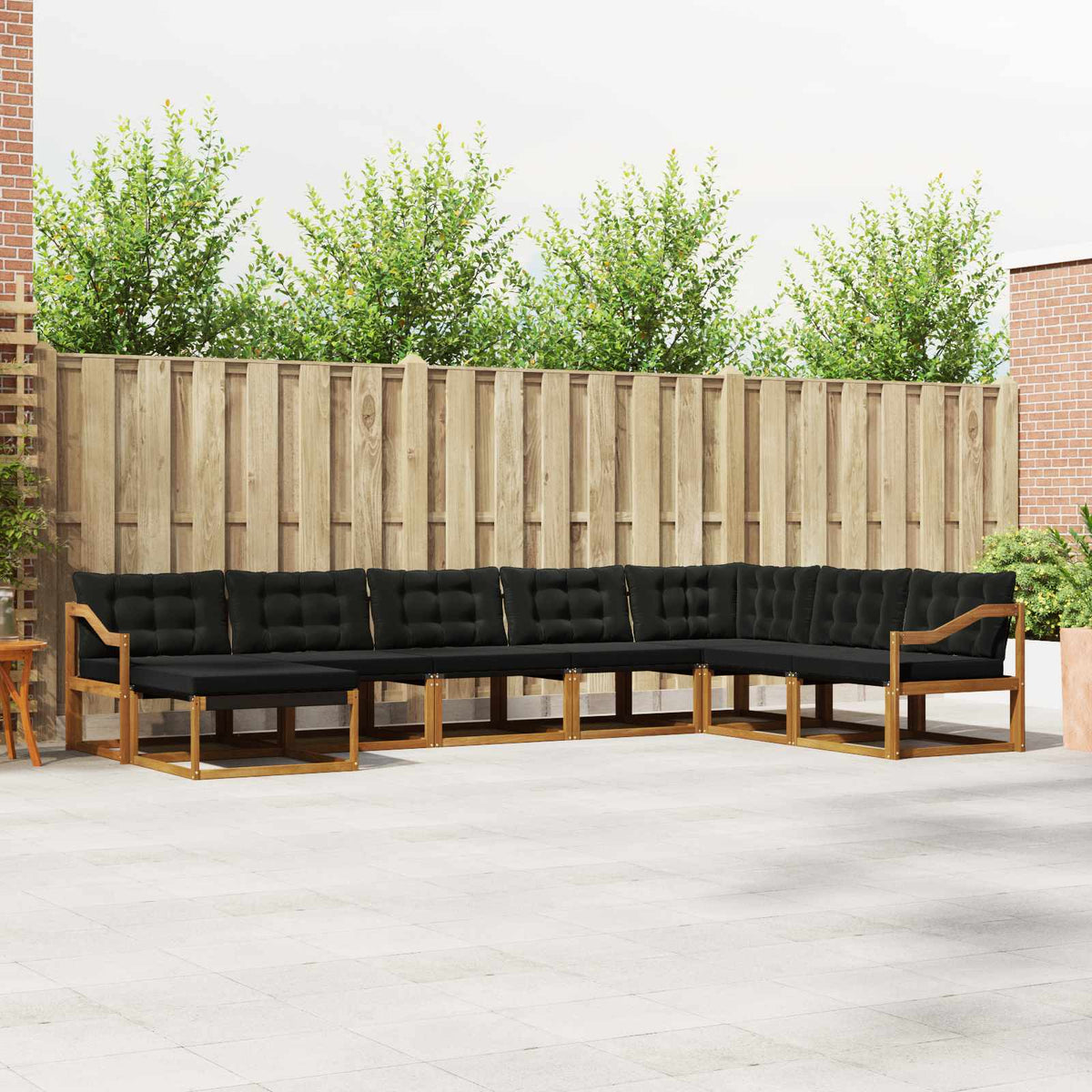 Buiten bankenset met kussen 8 pcs Natuurlijk en Zwart is nu te koop bij PeponiXL, paradijselijk wonen!