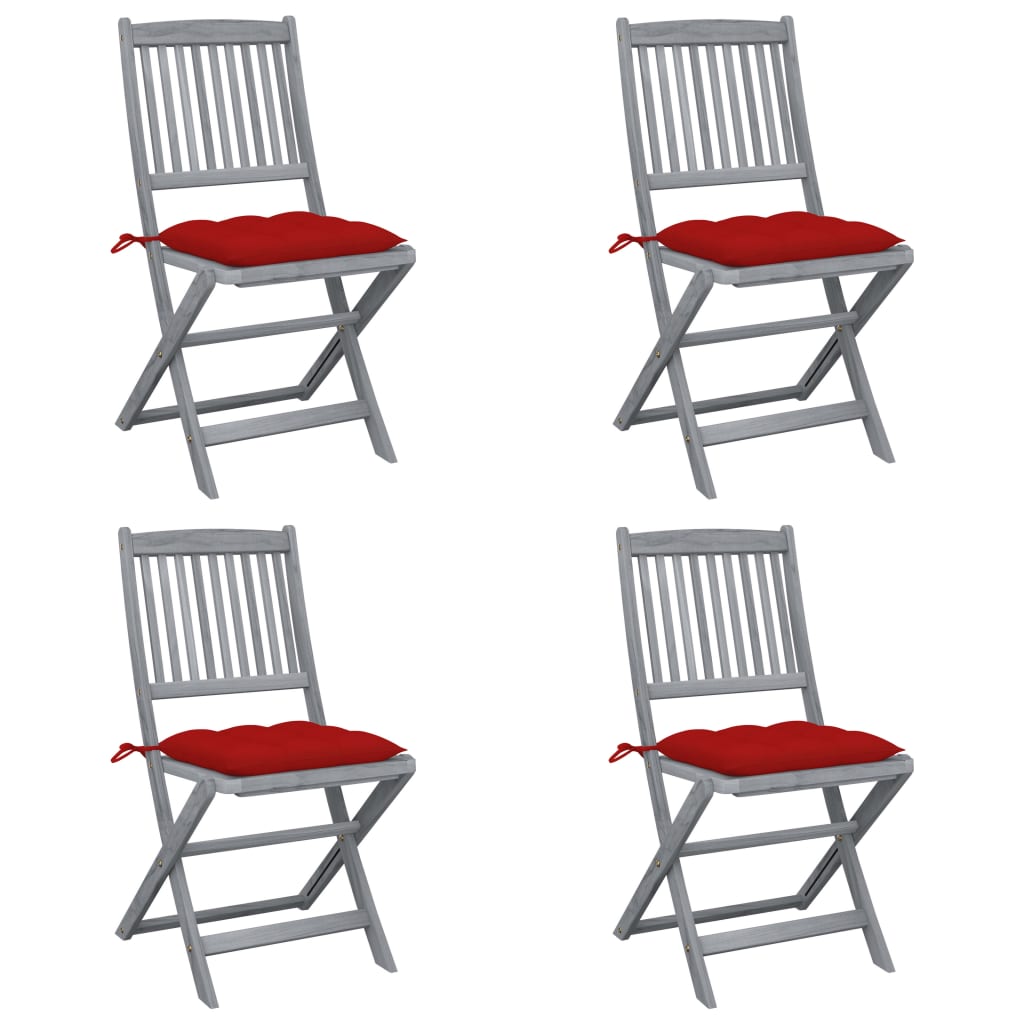 Tuinstoelen 4 st inklapbaar met kussens massief acaciahout is nu te koop bij PeponiXL, paradijselijk wonen!