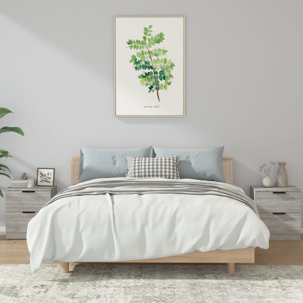 Nachtkastjes 2 st bewerkt hout grijs sonoma eikenkleurig is nu te koop bij PeponiXL, paradijselijk wonen!