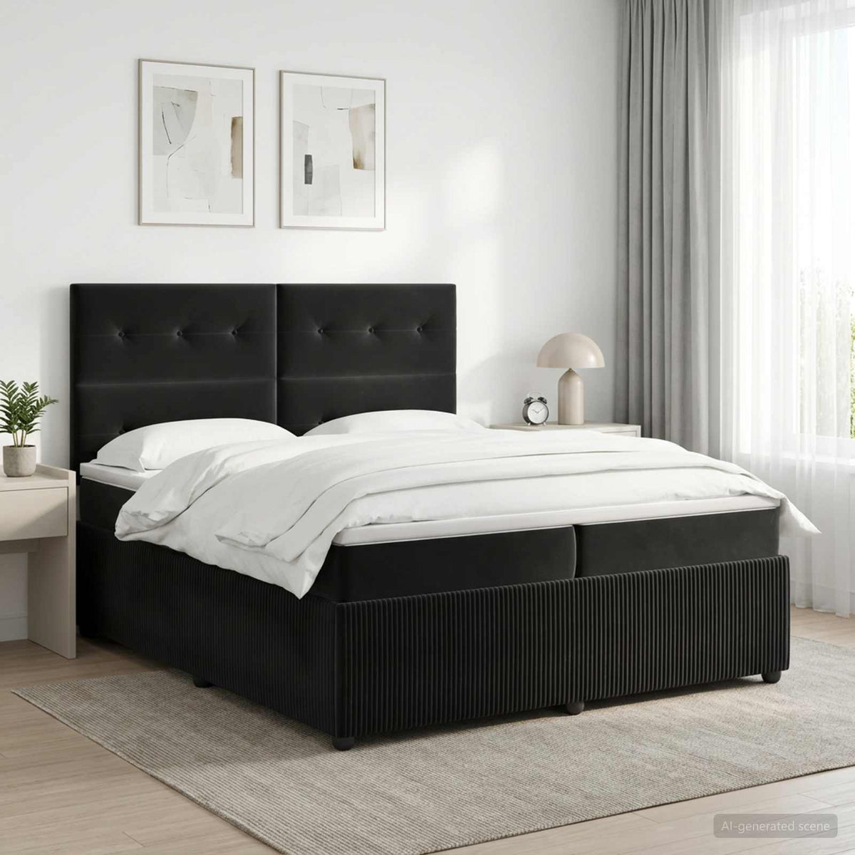 Boxspringbed met matras Zwart 200 x 200 cm Fluweel is nu te koop bij PeponiXL, paradijselijk wonen!