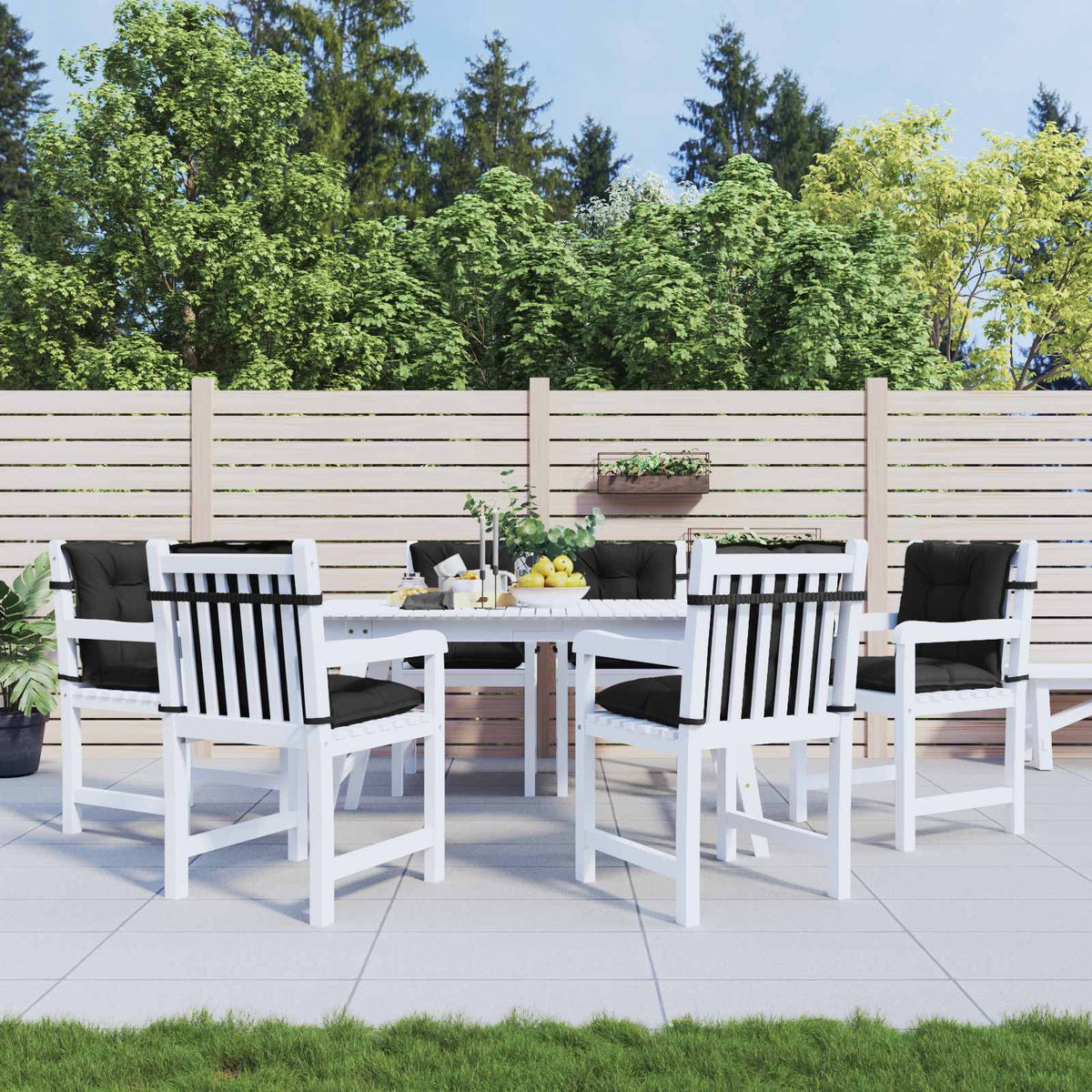 Laagrug Stoelkussens Set 6 pcs Melange Zwart 100 x 50 x 7 cm is nu te koop bij PeponiXL, paradijselijk wonen!