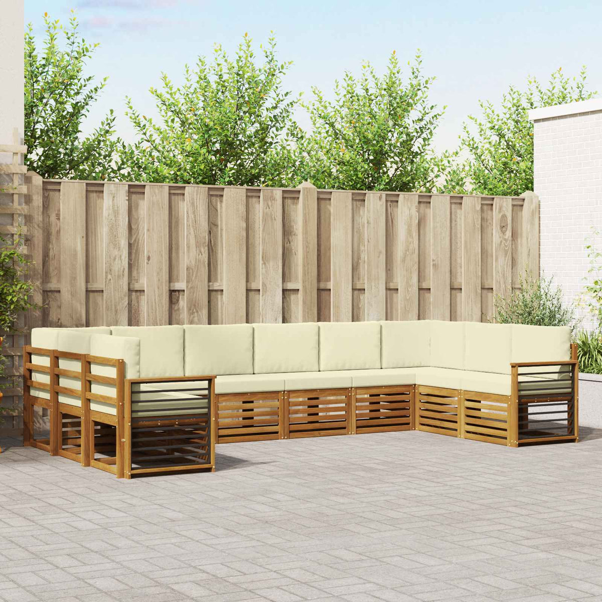 Hoekbank Set met kussen 10 pcs Natuurlijk en Crème is nu te koop bij PeponiXL, paradijselijk wonen!