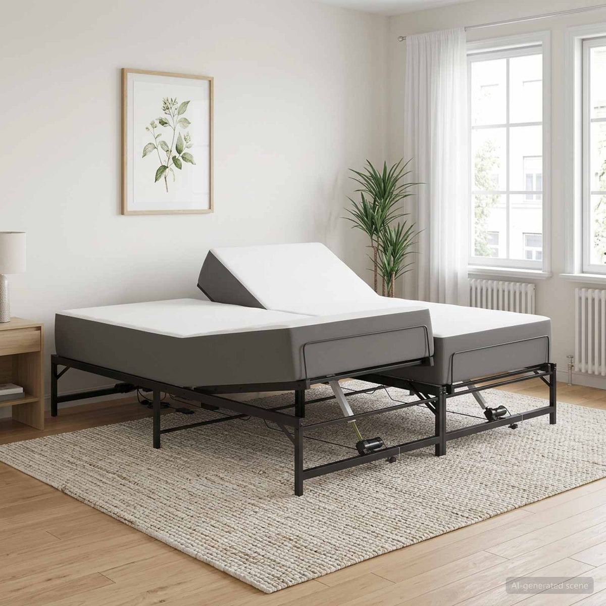 Elektrisch Verstelbaar Bedframe Zwart 200 x 200 cm Staal is nu te koop bij PeponiXL, paradijselijk wonen!