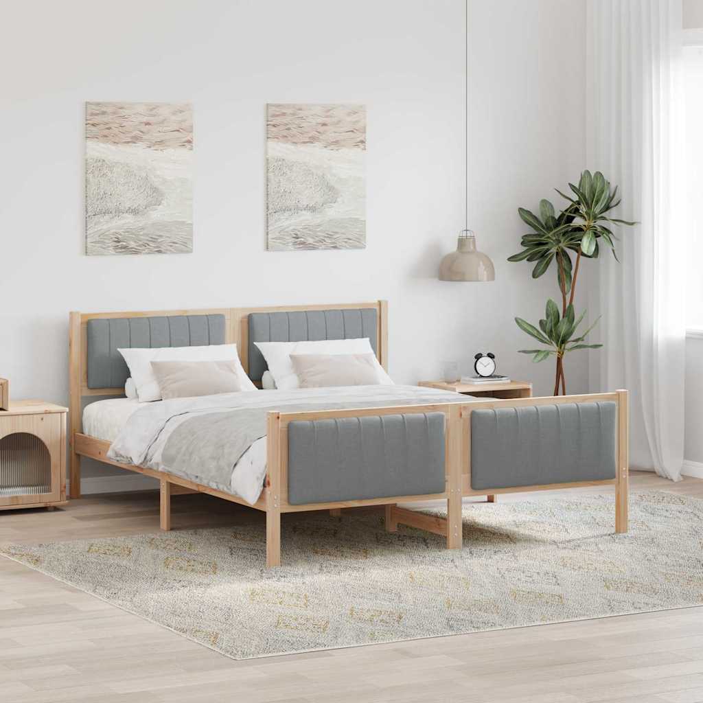 Bedframe Bruin en lichtgrijs 150 x 200 cm Massief grenenhout is nu te koop bij PeponiXL, paradijselijk wonen!