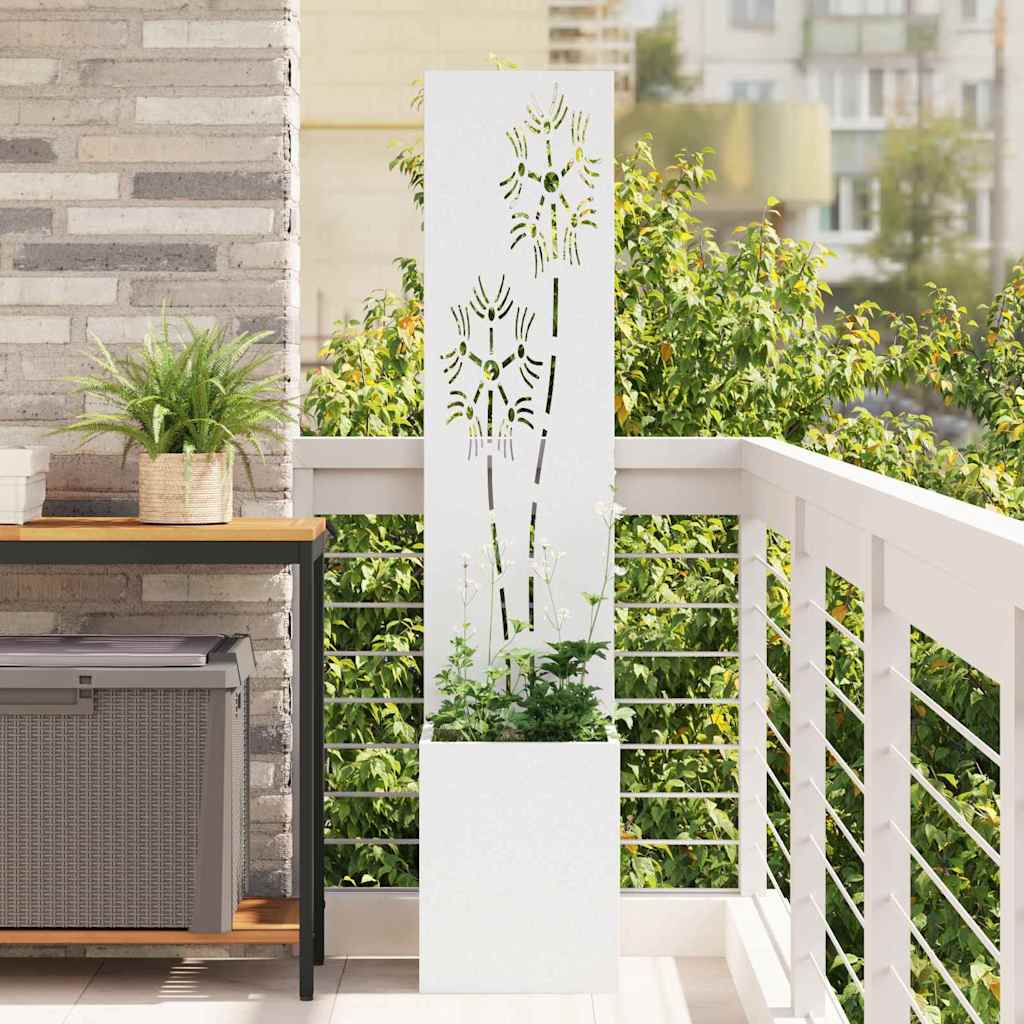 Tuin Privacy Screen Bloemen Wit 32 x 150 cm Koudgewalst staal is nu te koop bij PeponiXL, paradijselijk wonen!