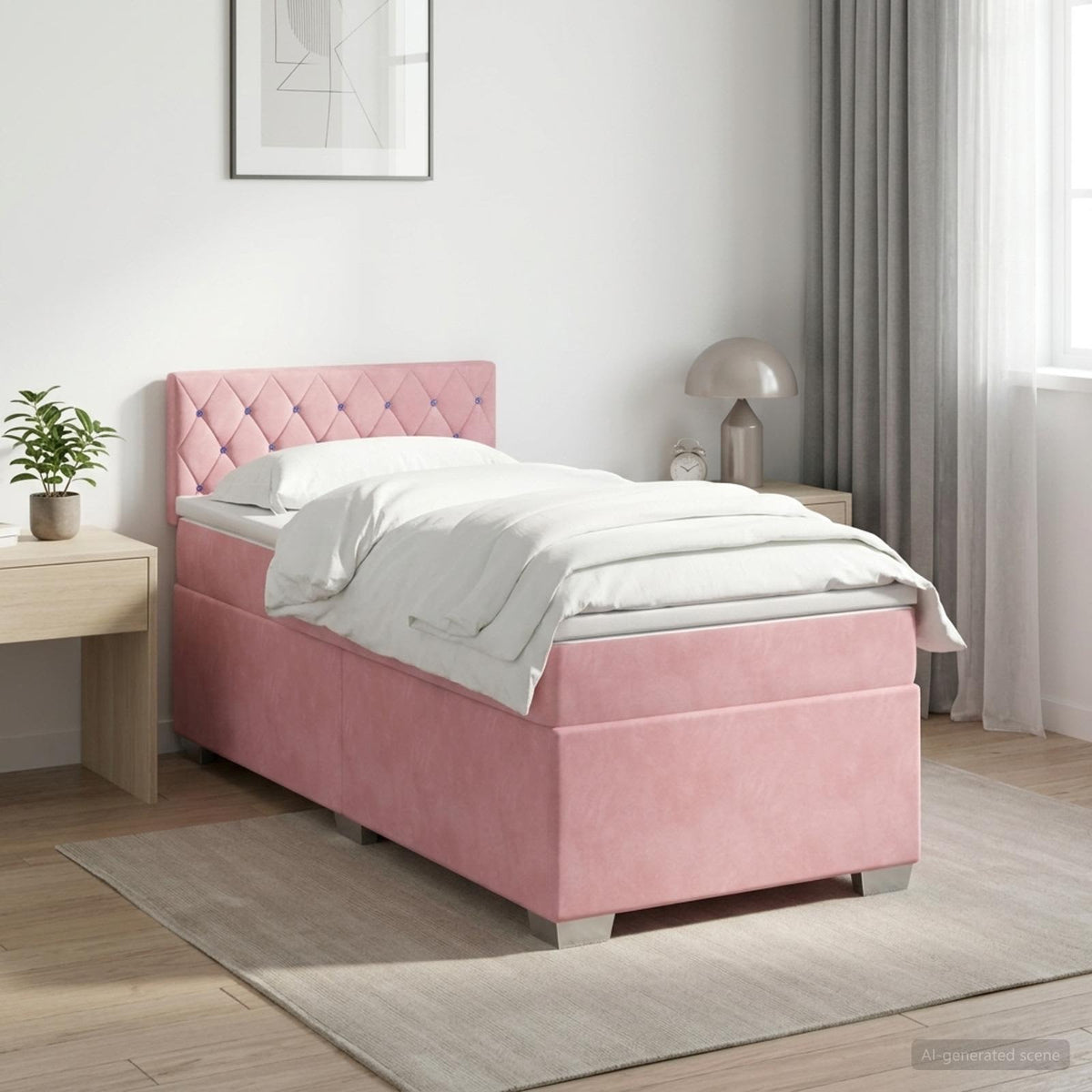 Boxspringbed met matras met hoofdeinde Roze 80 x 200 cm Fluweel is nu te koop bij PeponiXL, paradijselijk wonen!