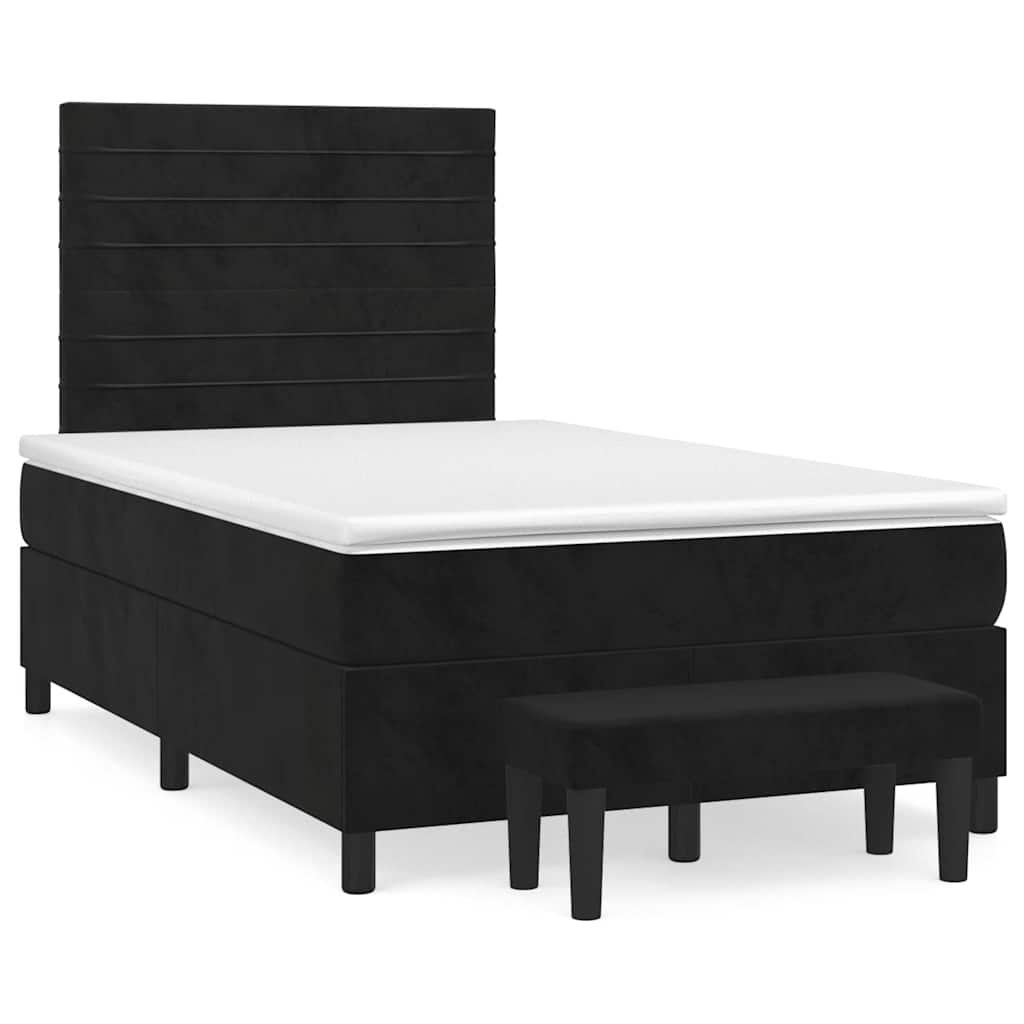 Boxspring met matras fluweel zwart 120x190 cm is nu te koop bij PeponiXL, paradijselijk wonen!