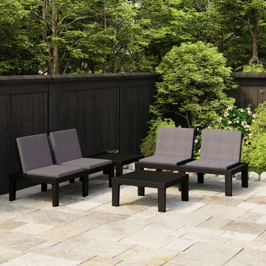 4-delige Loungeset met kussens kunststof grijs is nu te koop bij PeponiXL, paradijselijk wonen!