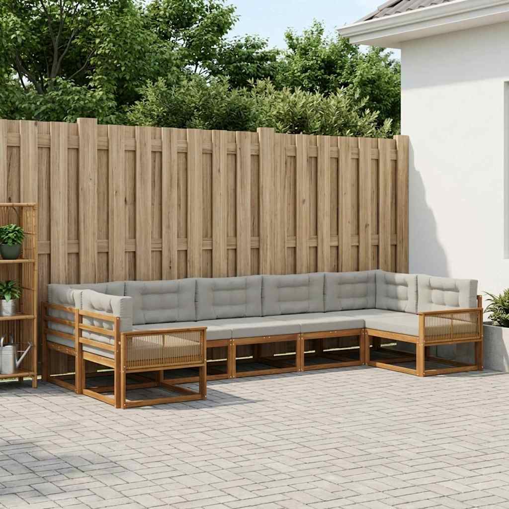 Buiten bankenset met kussen 7 pcs Naturel en lichtgrijs is nu te koop bij PeponiXL, paradijselijk wonen!