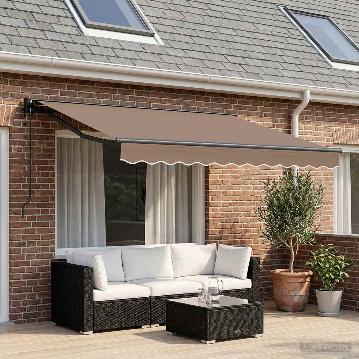 Elektrisch Uittrekbaar Zonnescherm Taupe 3,5 x 2 m is nu te koop bij PeponiXL, paradijselijk wonen!