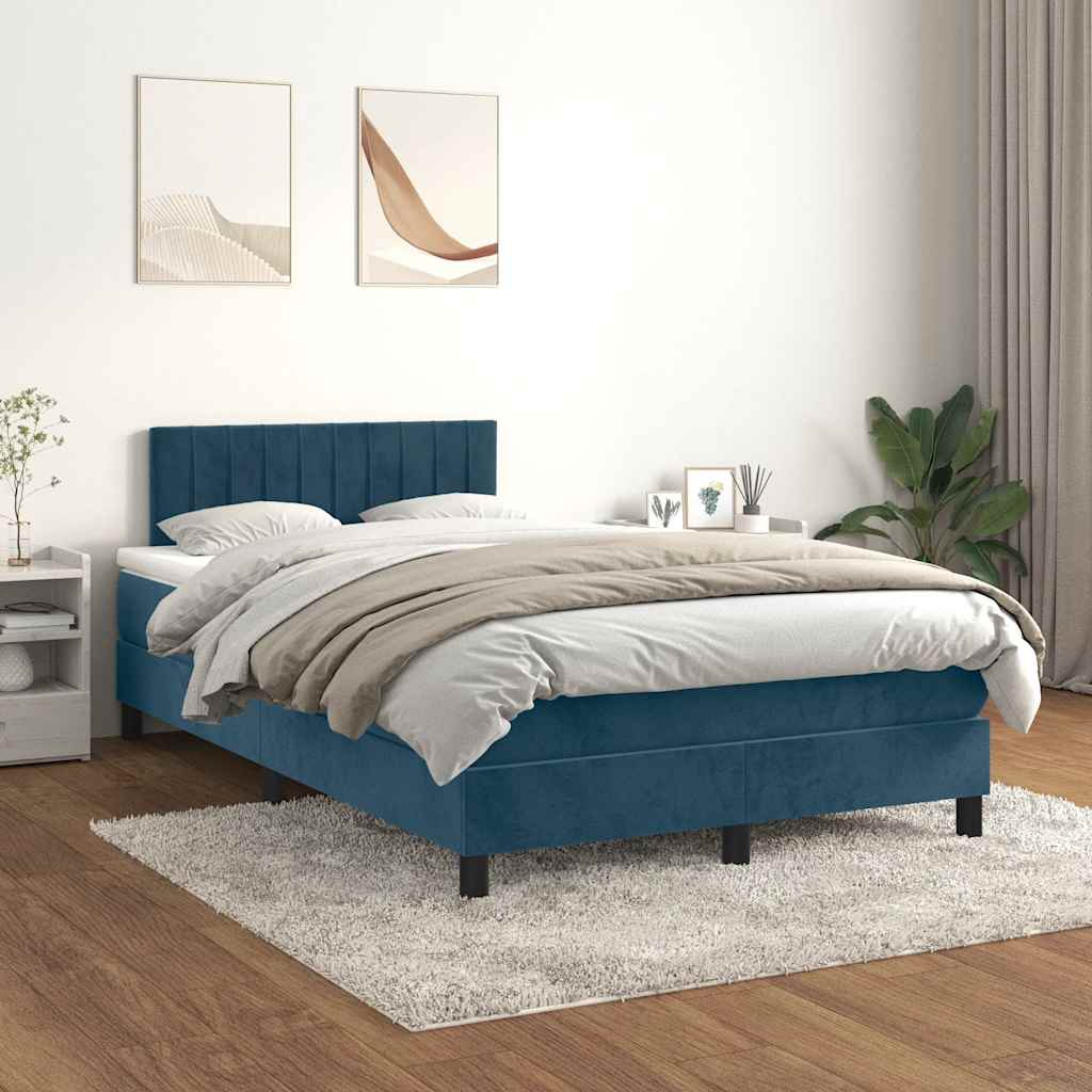 Boxspring met matras fluweel donkerblauw 120x200 cm is nu te koop bij PeponiXL, paradijselijk wonen!