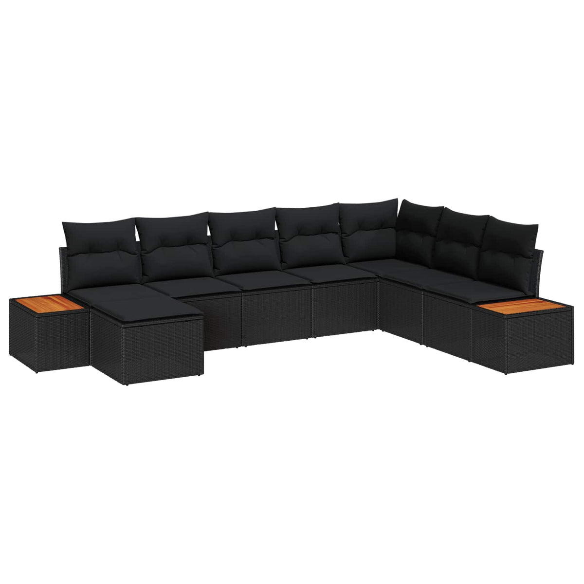Tuinbankenset met kussen 8 pcs Zwart Poly riet is nu te koop bij PeponiXL, paradijselijk wonen!